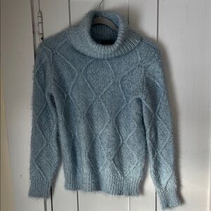 Young color light Blue Turtleneck Sweater